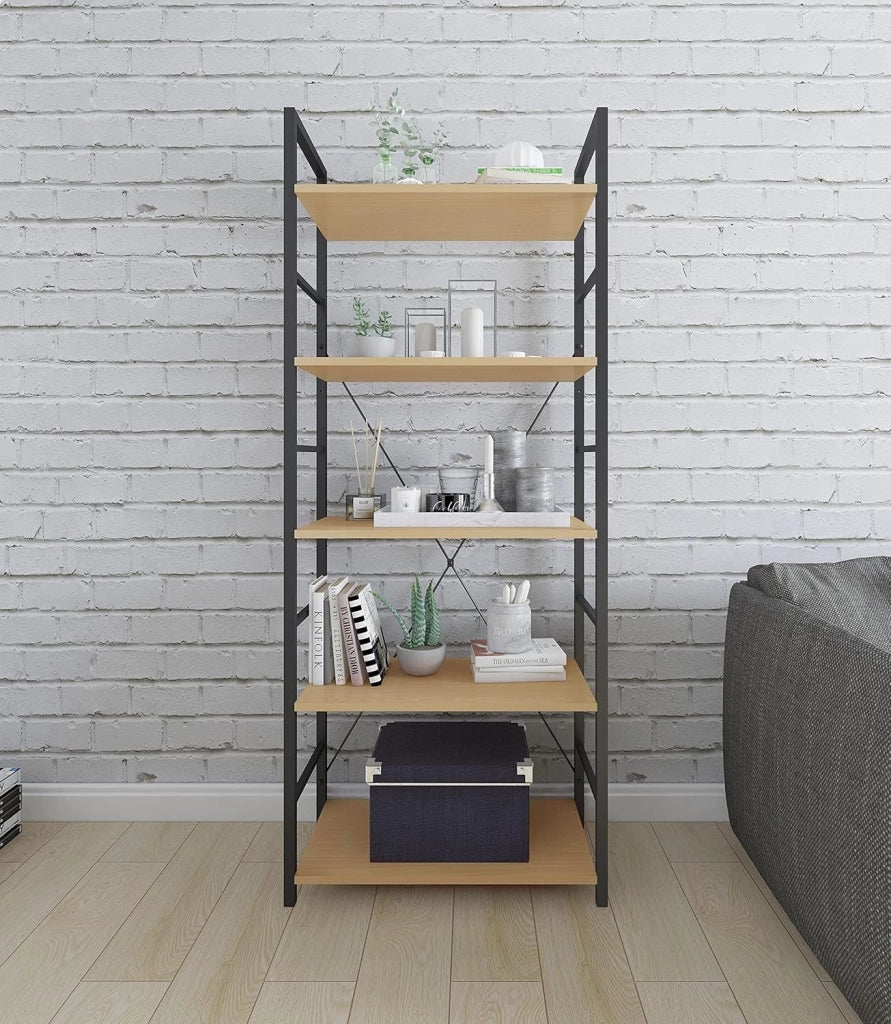 Libreria Scaffale in Metallo Legno 5 Ripiani Scaffalatura Fioriera Porta Piante RGB9308hei