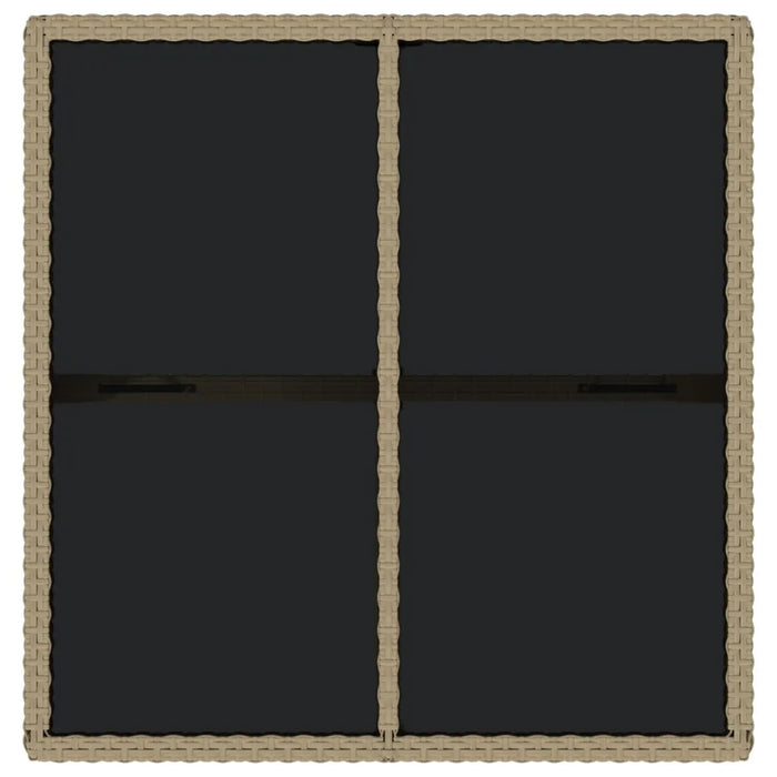 Tavolo da Giardino Beige 109x107x74 cm in Polyrattan e Vetro