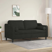 Divano a 2 Posti con Cuscini-Sofa 2 Posti con Cuscini Nero 140 cm in Tessuto 416509