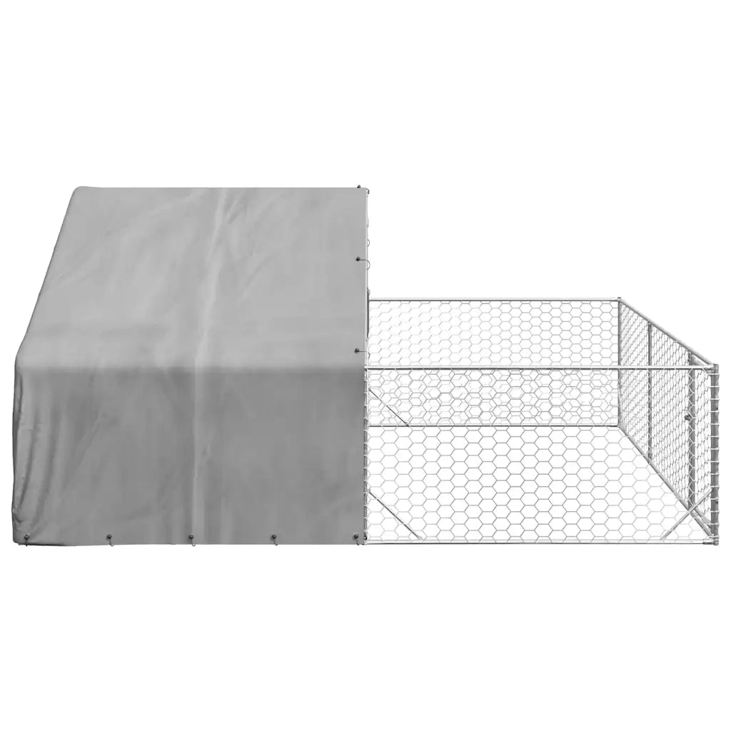 Cuccia per Cani da Esterno con Recinto 4x3x1,9m Acciaio Zincato