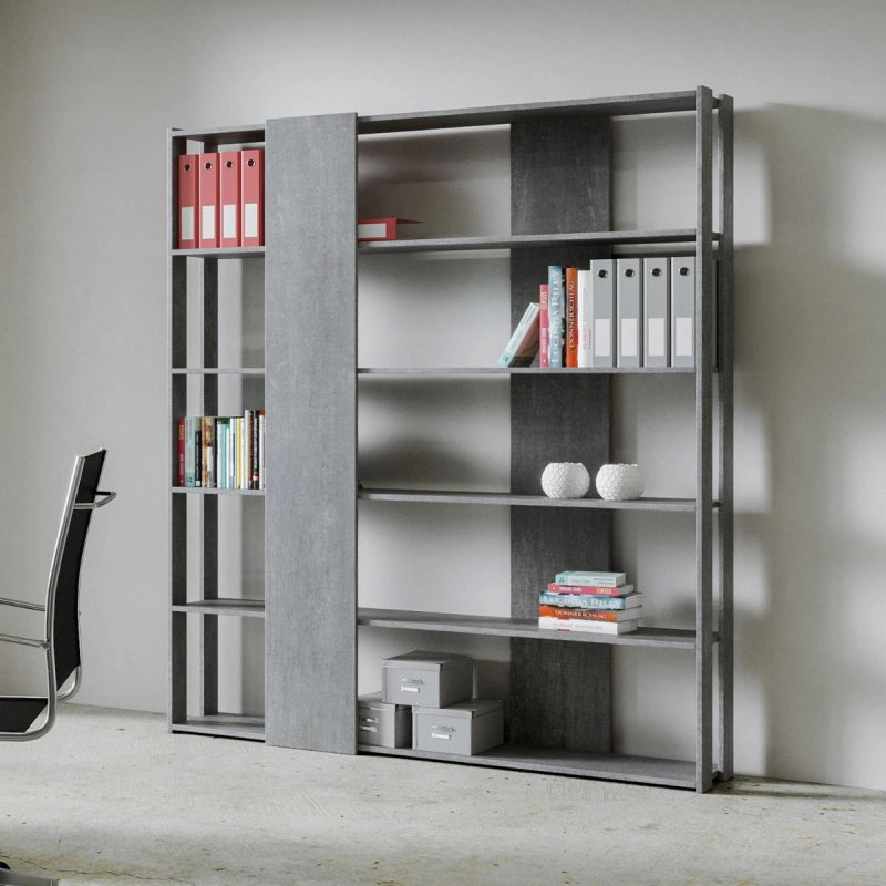 Composizione Libreria B Kato 6R 2 fianchi 4 fasce lunghe - Cemento