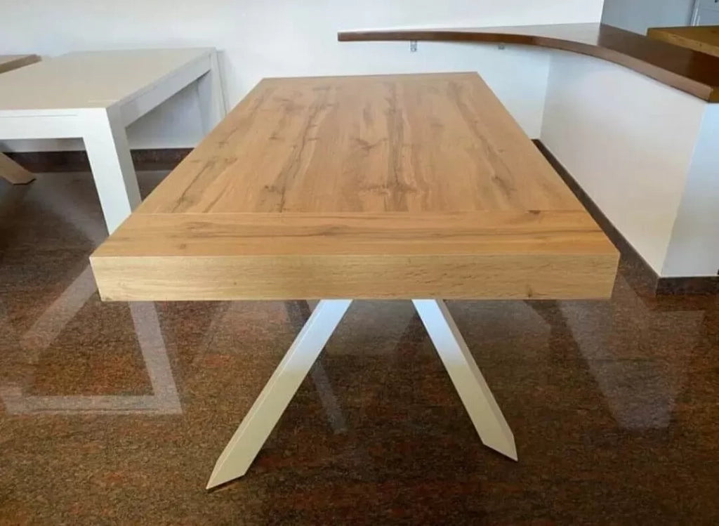 Tavolo con 2 allunghe, finitura rovere nodato (1616) - Mobili 2G