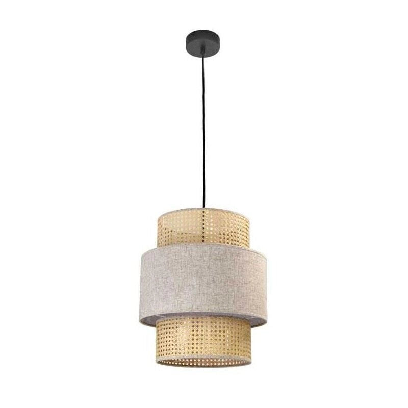 LAMPADARIO STILE INDUSTRIAL LINO 40X44,5 CM CON PARALUME CREMA E BIANCO