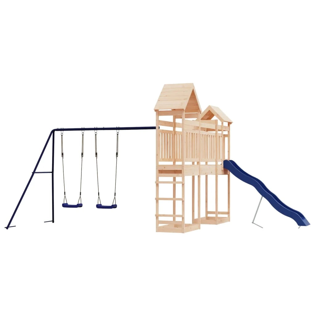 Altalena per parco giochi all'aperto scivolo altalena robusta giochi da giardino 492 x 358 x 238 cm legno di pino massiccio 02_0004959