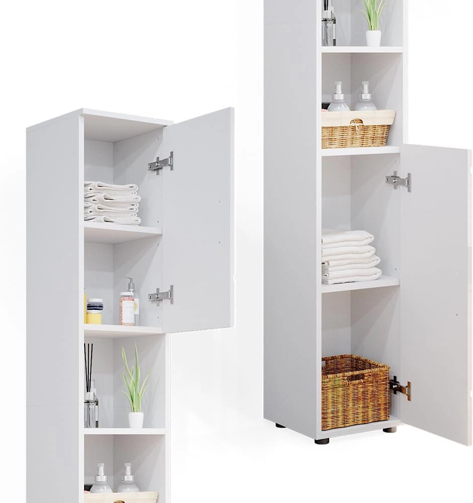Set di mobili da bagno Irma, Bianco lucido, 2 parti, con colonna