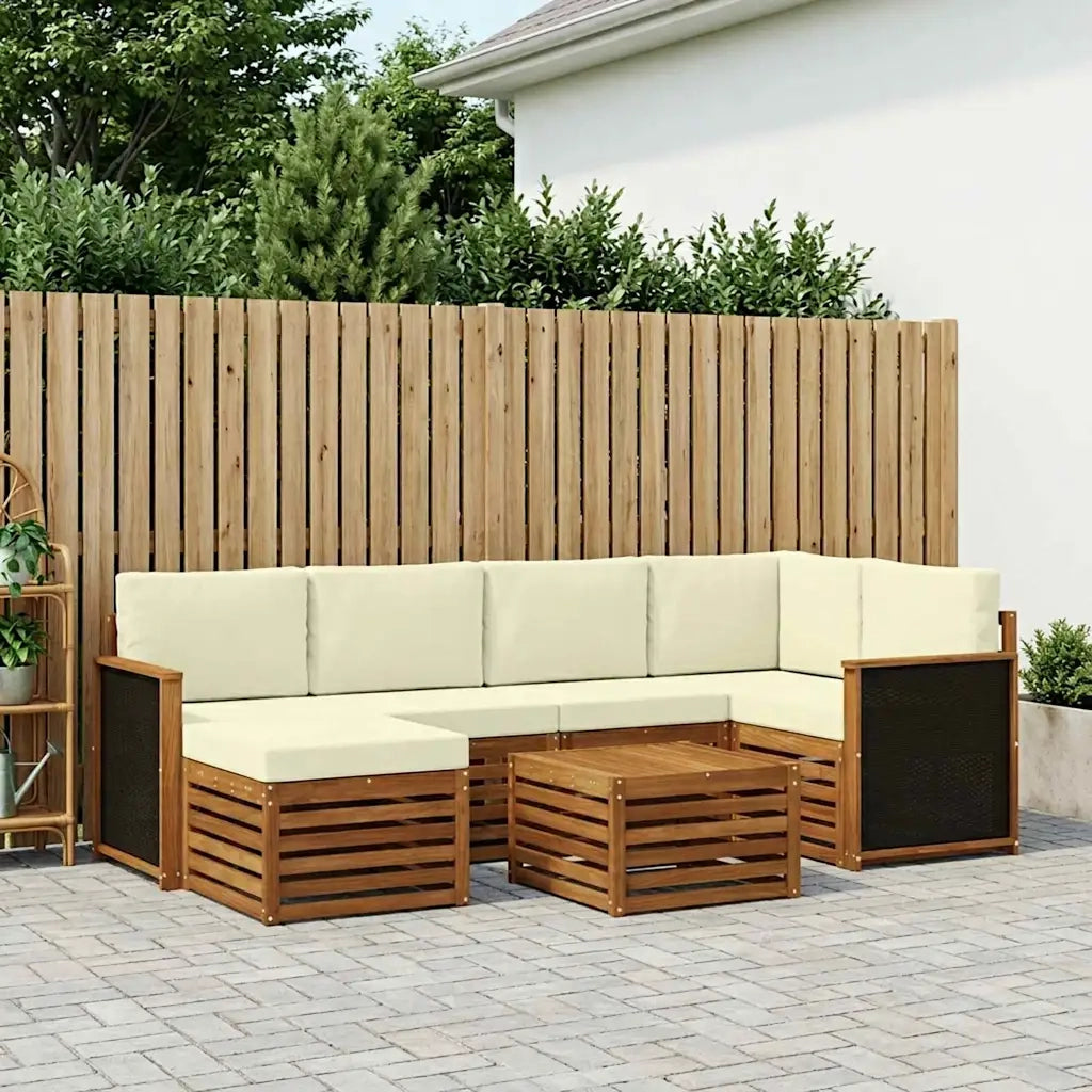 Set divano sezionale con cuscino 6 pcs Naturale e Crema