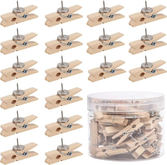 50 pezzi di pinze in legno per bussola - spilli multifunzionali per progetti d'arte, foto e hobby - colore naturale del legno (3,5 cm)