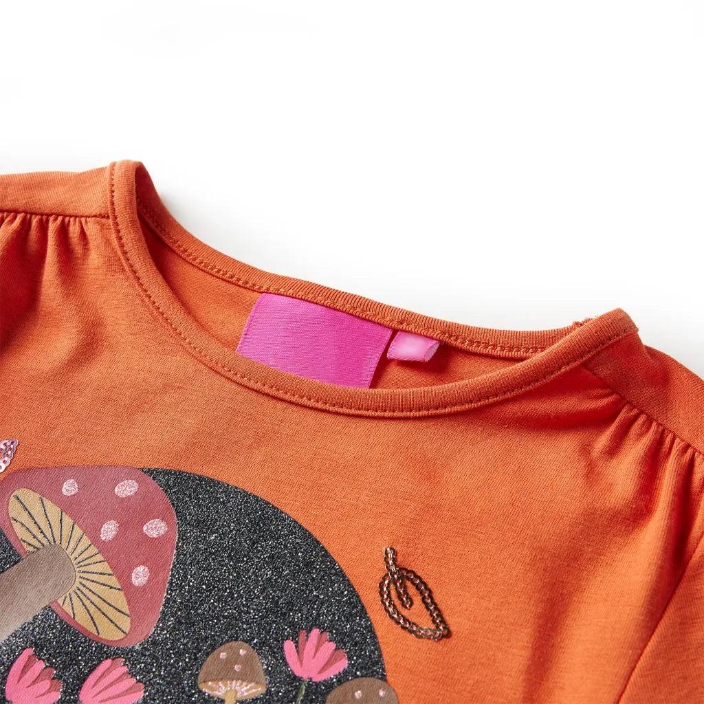 Maglietta da Bambina a Maniche Lunghe Arancione Bruciato 92 14154