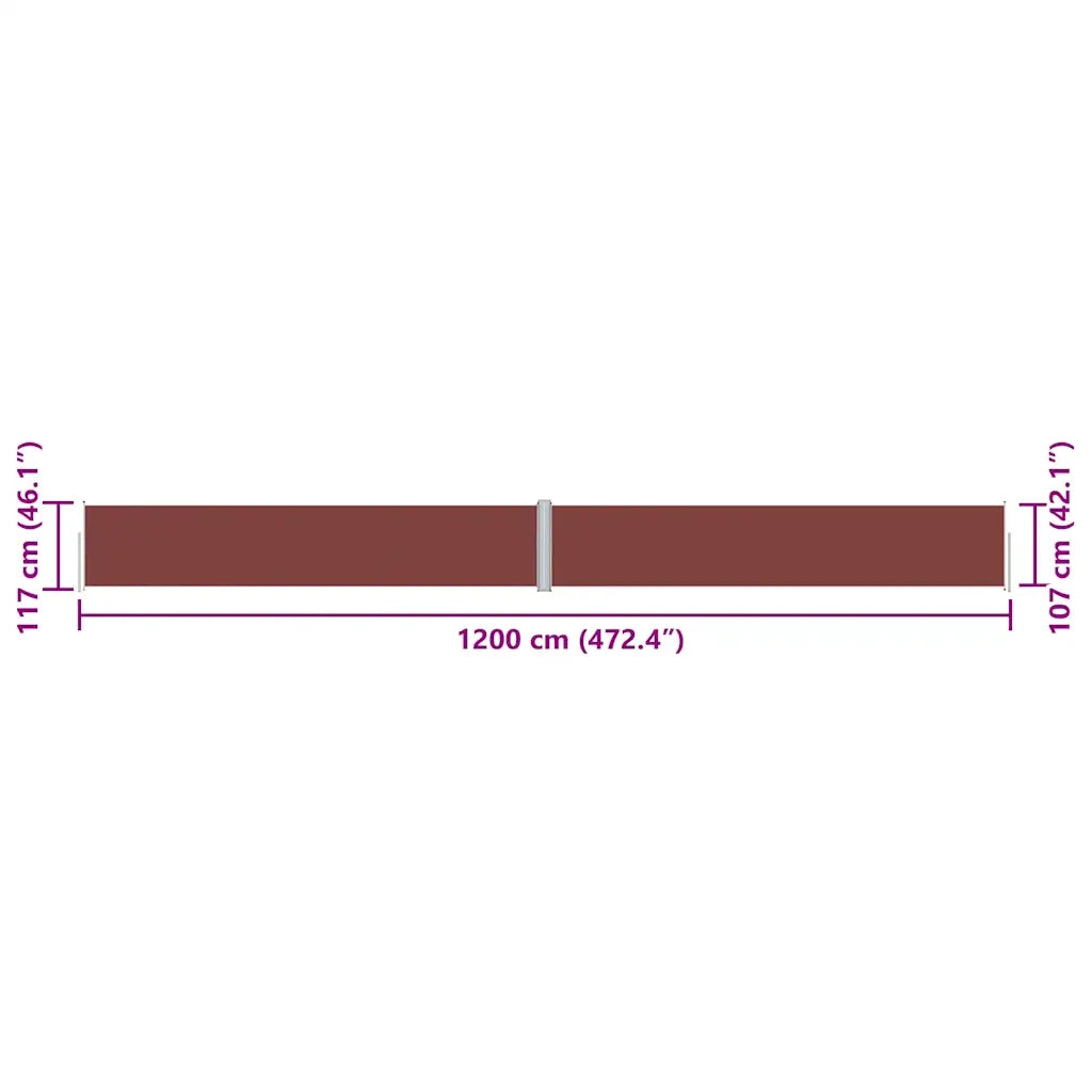 Tenda Laterale Retrattile Marrone 117x1200 cm