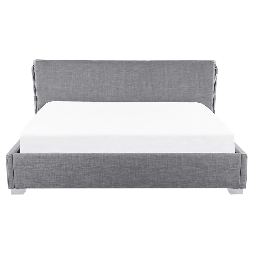 Letto 160 x 200 cm Tessuto a doghe in tessuto grigio contemporaneo