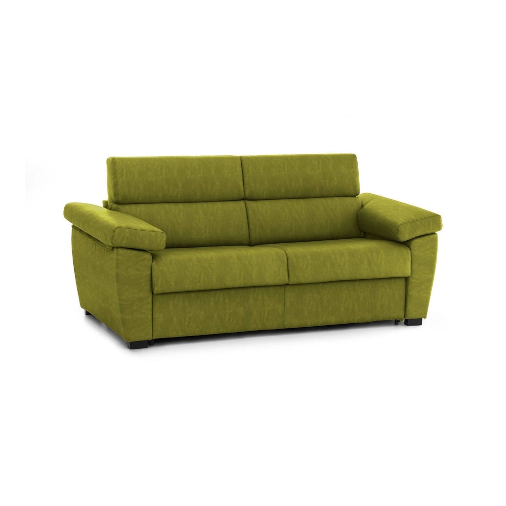 Giffone, Divano Fisso 3 Posti Sfoderabile Made in Italy, 225x95 cm Verde
