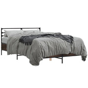 Letto matrimoniale | Letto per adulti | Giroletto Rovere Marrone 120x200cm in Legno Multistrato Metallo
