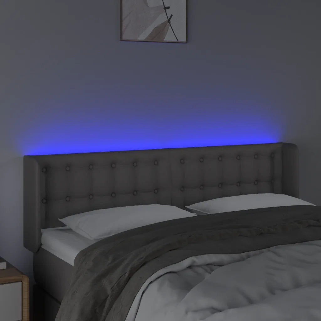 Testiera a LED Grigio 147x16x78/88 cm in Similpelle