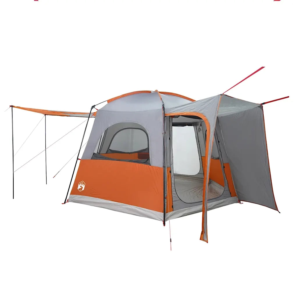 Tenda da Campeggio 4 Persone-Tenda per Escursionismo Grigio e Arancione Impermeabile 771872