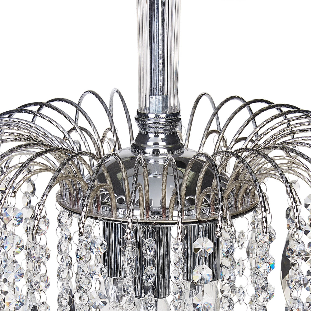 Plafoniera in metallo argentato e vetro trasparente lampadario a 3 luci 157 cm soggiorno camera da letto stile vintage