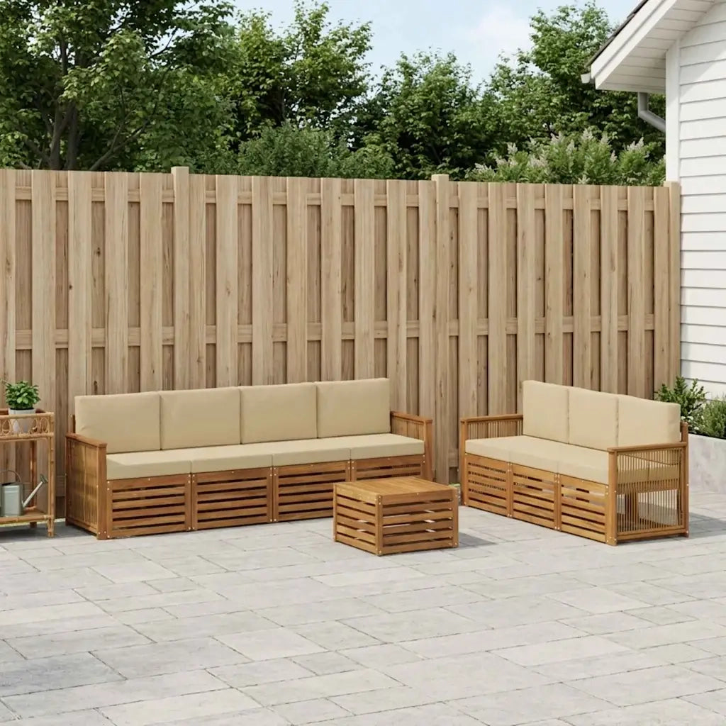 Set divani con cuscino 8 pcs Legno di Acacia Massello