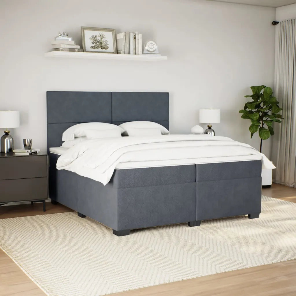 vidaXL Giroletto a Molle con Materasso Grigio Scuro 200x200 cm Velluto