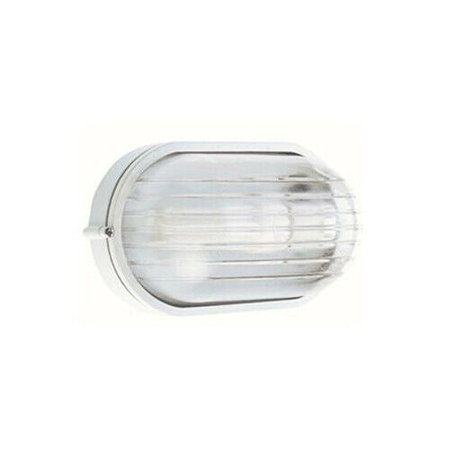 Plafoniera Ovale Muro da Esterno Lampada Parete Gabbia Illuminazione Luce Sovil Formato: Piccola - H 21.3, Colore: Bianco