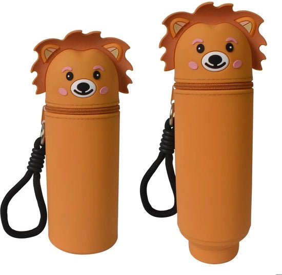 Etui 2-in-1 a forma di animale con tas siliconico e tappetino per penna con chiusura a rittaglio per bambini