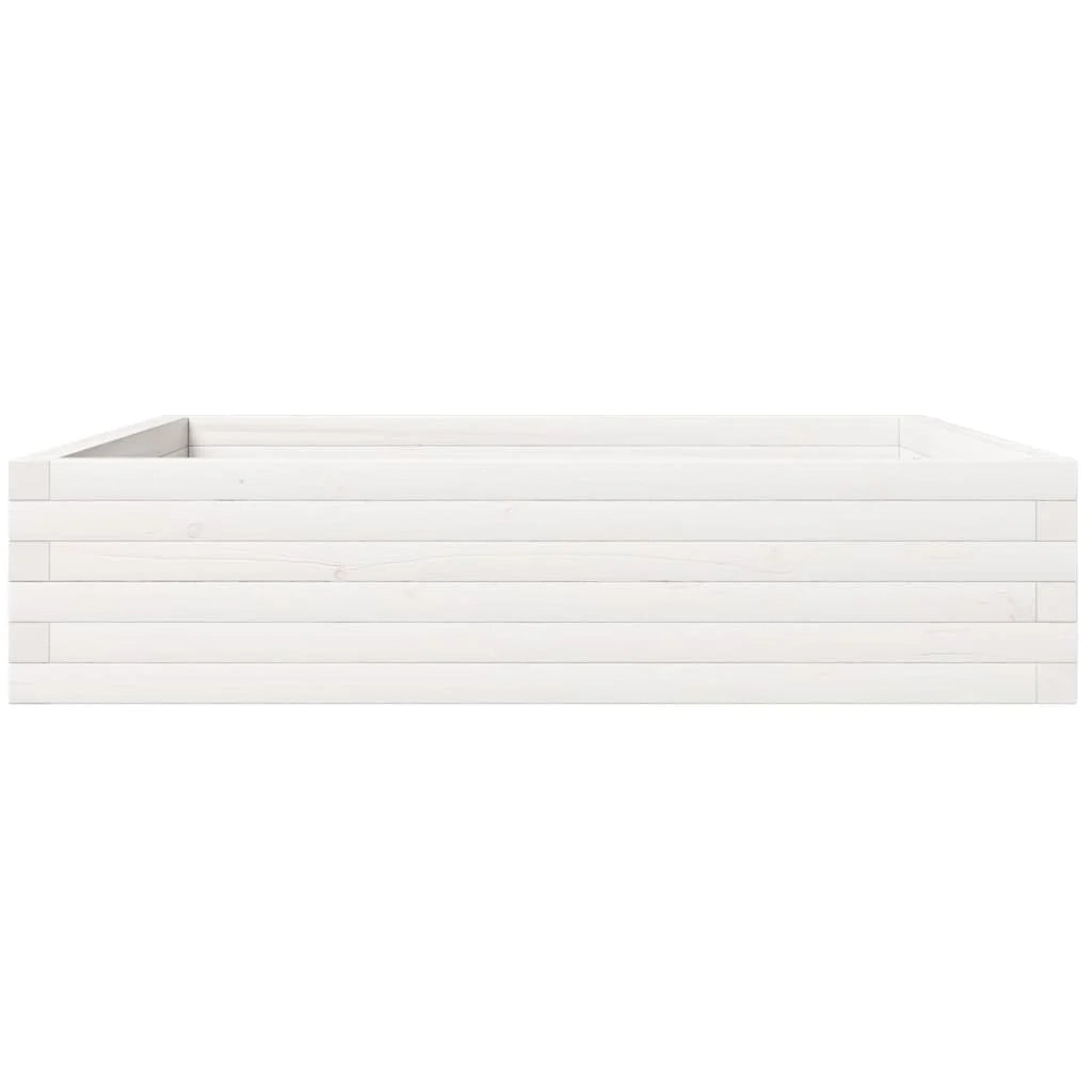 Fioriera rialzata per piante fiori terrazza giardino 100 x 100 x 23 cm legno di pino massiccio bianco 02_0037251