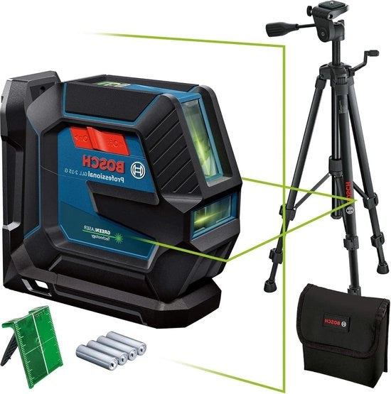 Laser 2-15 G con Supporto LB 10 e Tripode BT 150 - Campo di Visione fino a 15 m - 4 x Batterie AA - Scatola di Cartone