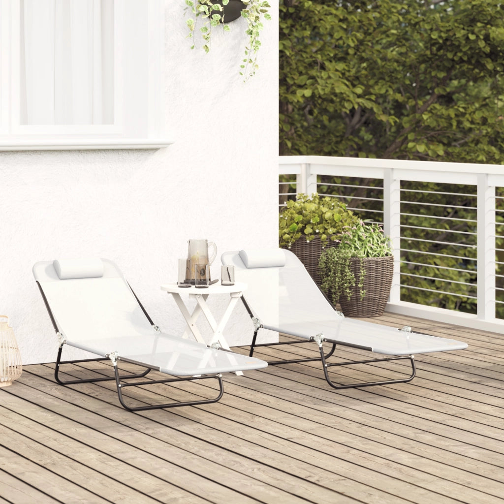 Lettini Prendisole 2 pcs con Testata Crema Textilene