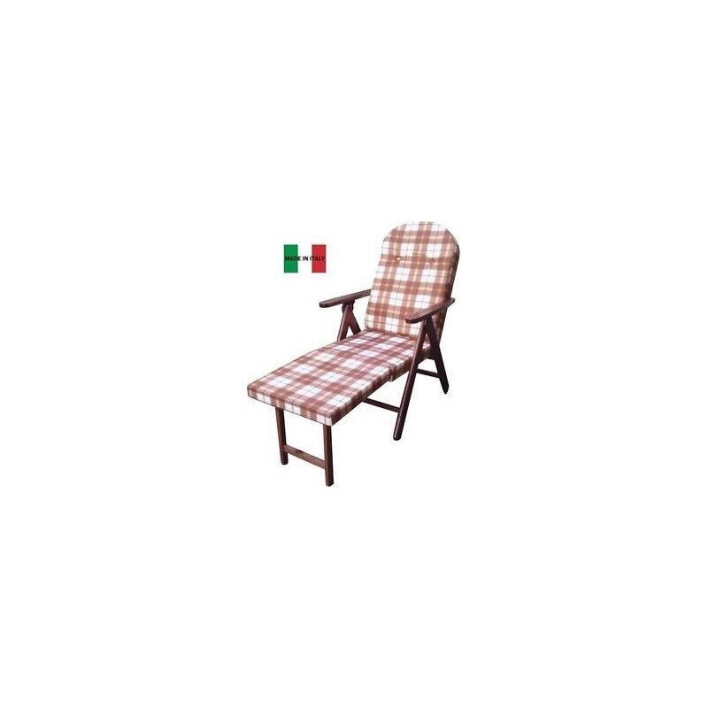 POLTRONA AMALFI CON PROLUNGA MARRONE SCOZZESE LEGNO NOCE RECLINABILE 4 POSIZIONI