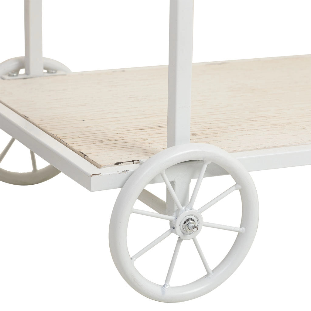 Console in legno e metallo laccato bianco con 2 ripiani 120x42x78h cm