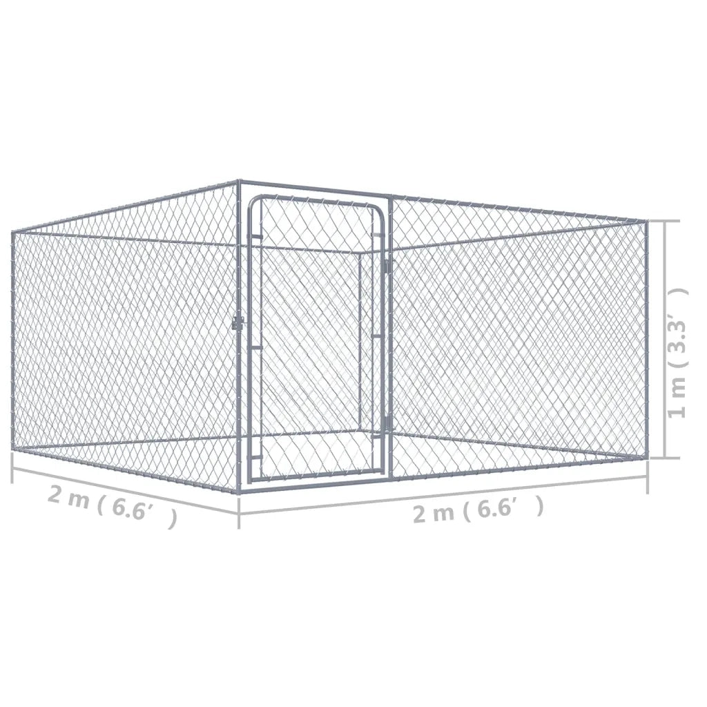 Recinto per Cani da Esterno in Acciaio Zincato 2x2x1 m cod mxl 50371