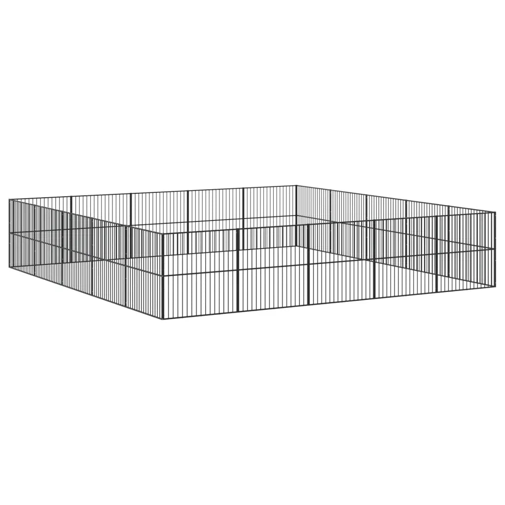 Box per Cani 20 Pannelli Nero Acciaio Zincato 3209556