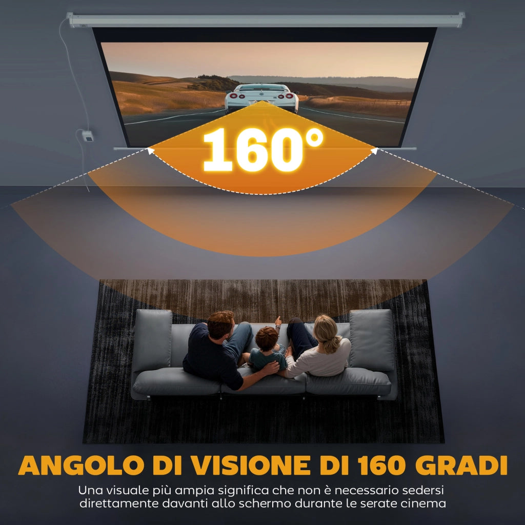 Schermo Motorizzato per Proiettore 100' 16:9 ¨C Xylo ¨C Bianco 251x168 cm con Telecomando
