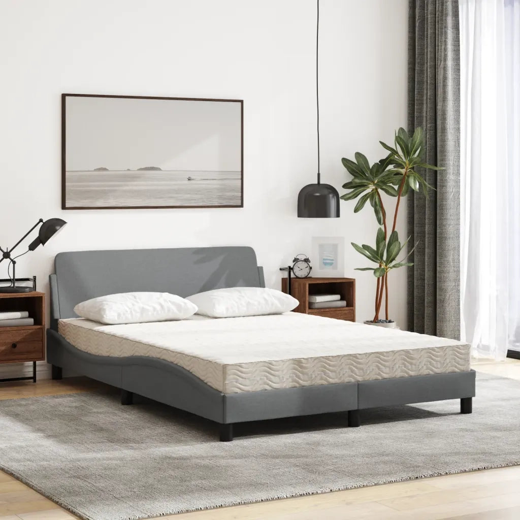 Letto con Materasso Dover Grigio Chiaro 140x200cm Tessuto