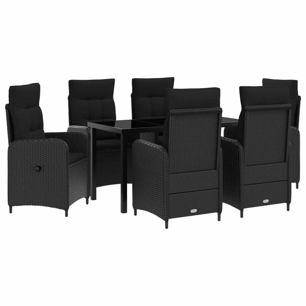 Set da pranzo per esterni 7 pz Nero polyrattan 3422431