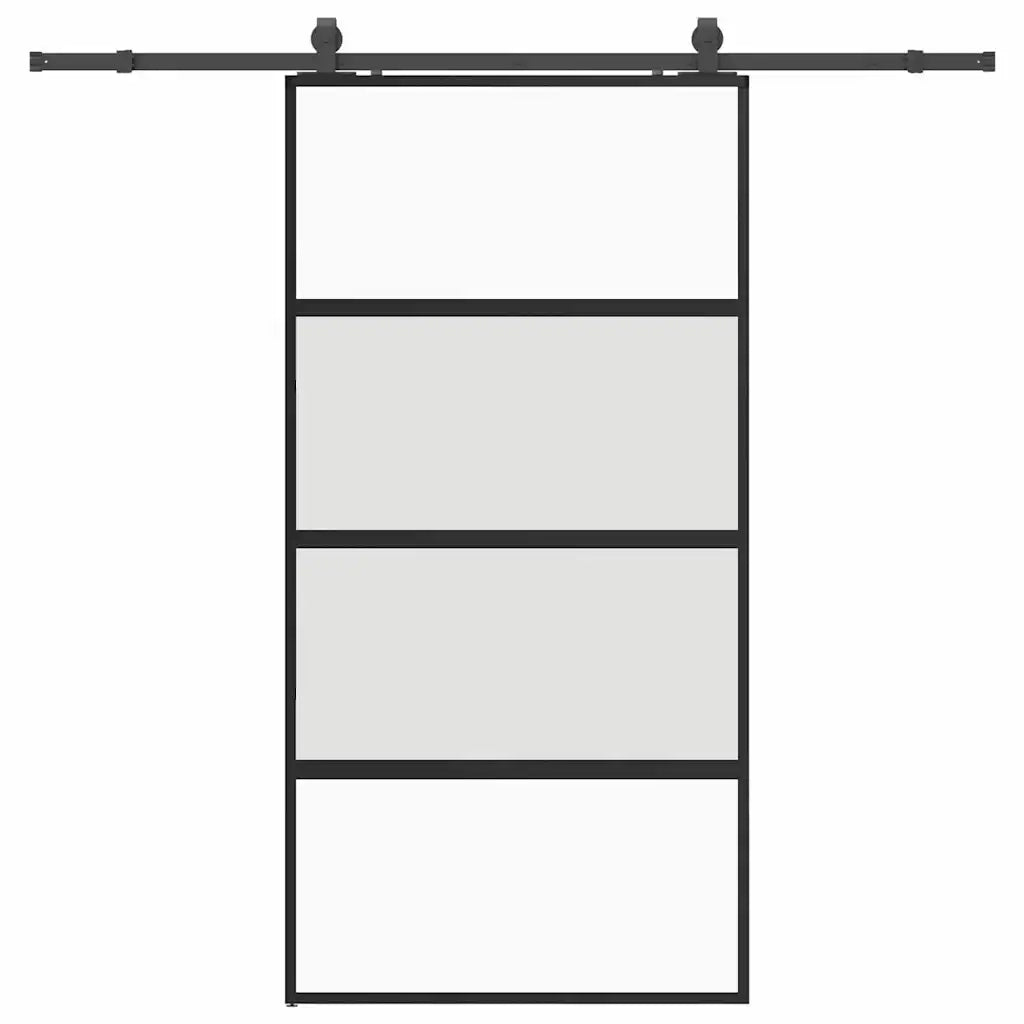 Porta Scorrevole Ferramenta Nera 102,5x205 cm Vetro Temperato
