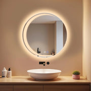 ZMH Specchio da bagno con illuminazione Specchio da parete moderno rotondo IP44 dimmerabile per il bagno
