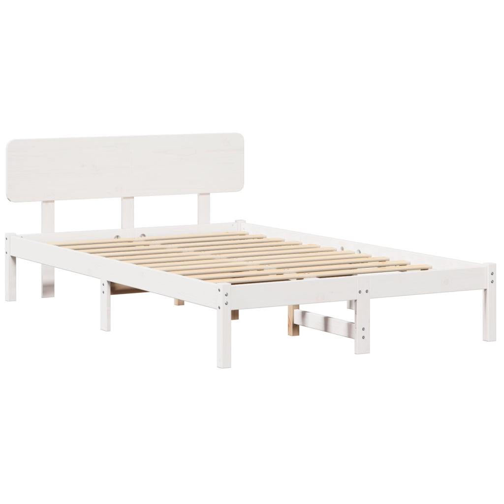 Struttura Letto con testiera Bianco 135x190 cm Legno massello di pino