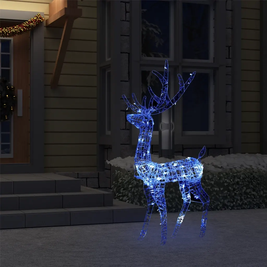 Decorazione Natalizia in Acrilico Renna 140 LED 120 cm Blu 329783