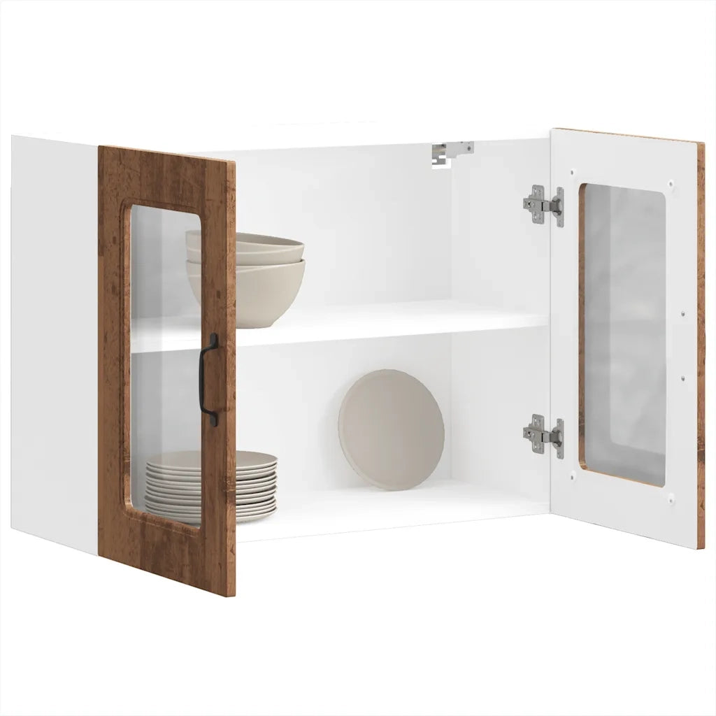 vidaXL Pensile da Cucina con Porta in Vetro Kalmar Legno Vecchio
