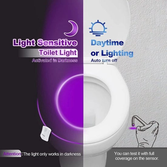 Luce LED per il water - luce notturna per il water - Classe di Efficienza A++ - luce da bagno, water, luce notturna, sensore di movimento - luce notturna per il water con sensore di movimento