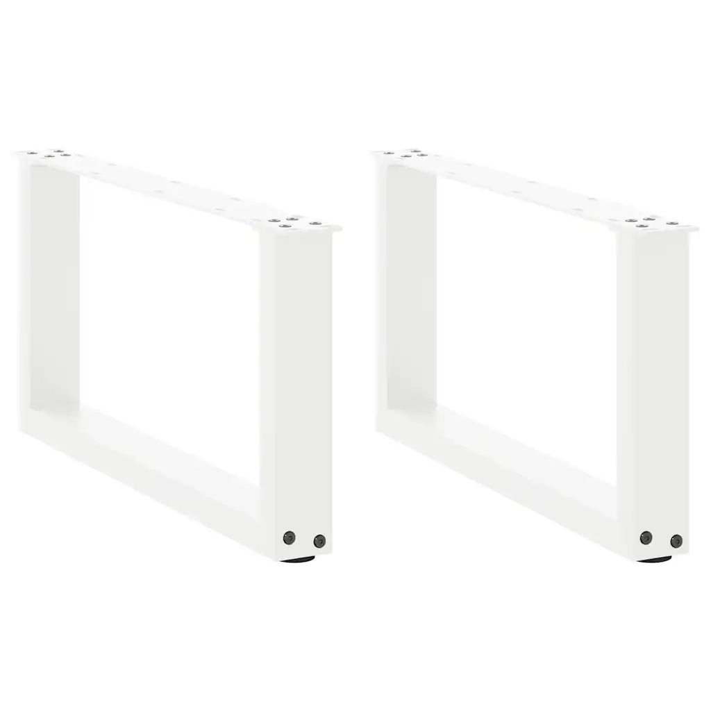 Gambe per Tavolino da CaffÃ¨ a Forma di U 2 pz Bianche 70x(30-31) cm Acciaio