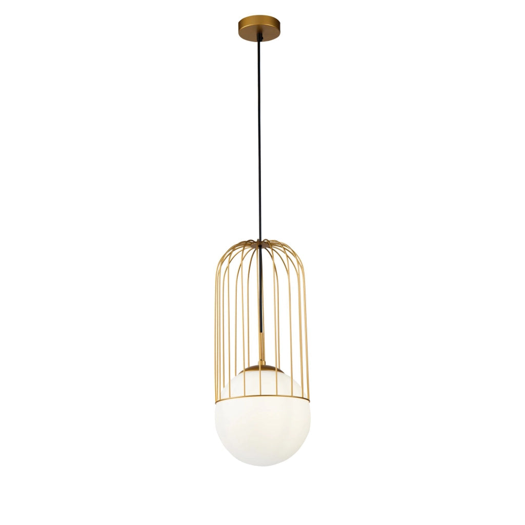 Maytoni Sospensione contemporanea Telford 1 luce E27 oro metallo diffusore vetro