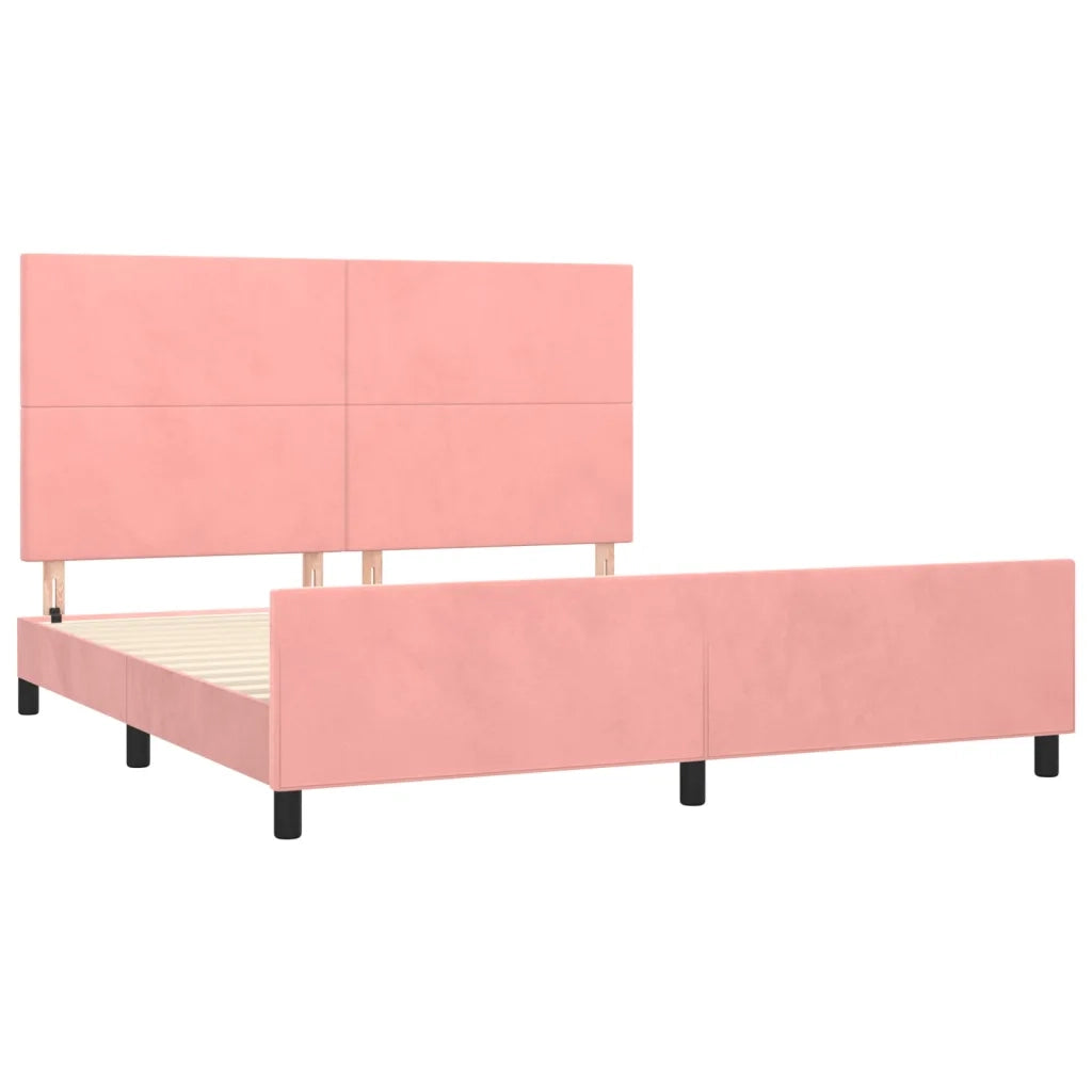 Giroletto con Testiera Rosa 180x200 cm in Velluto 3125652