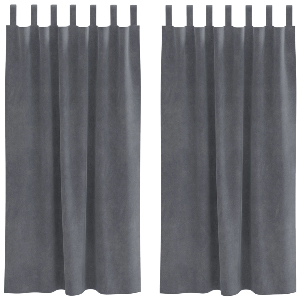 Tende oscuranti  con anelli 2 pezzi in velluto grigio chiaro super leggeri