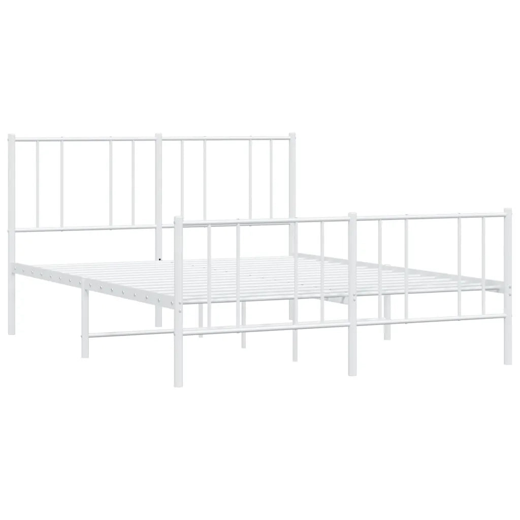 Giroletto con Testiera e Pediera-Struttura Letto Metallo Bianco 120x190 cm 437600