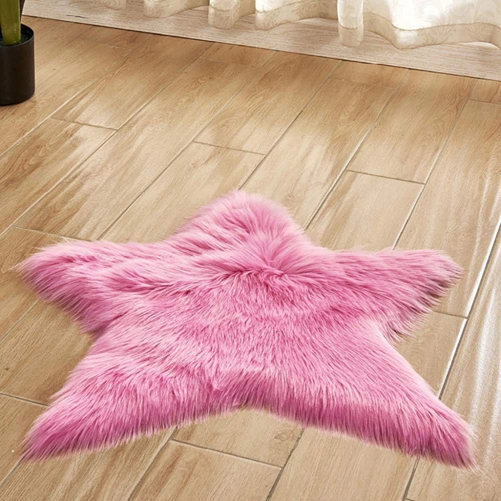 Trade Shop - Tappeto Cute Stella Pelliccia Fluffy Vari Colori Living Stanza Da Letto 90x90 Cm -