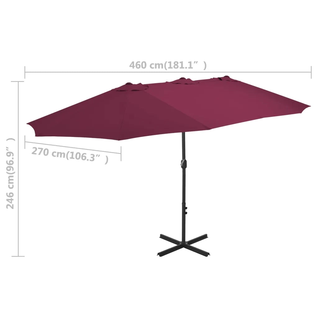Ombrellone da Esterni-Ombrello da giardino con Palo in Alluminio 460x270 cm Bord¨°