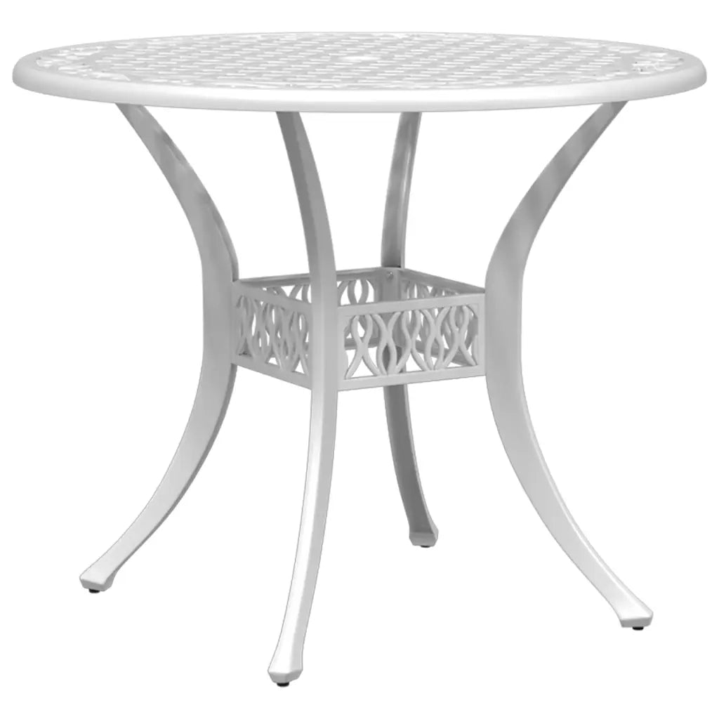 Tavolo da Giardino Bianco Ã˜90x75 cm in Alluminio Pressofuso