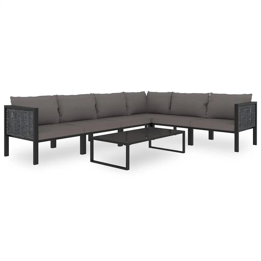 Divano da esterno-Divano ad Angolo Modulare Bracciolo Destro Polyrattan Antracite
