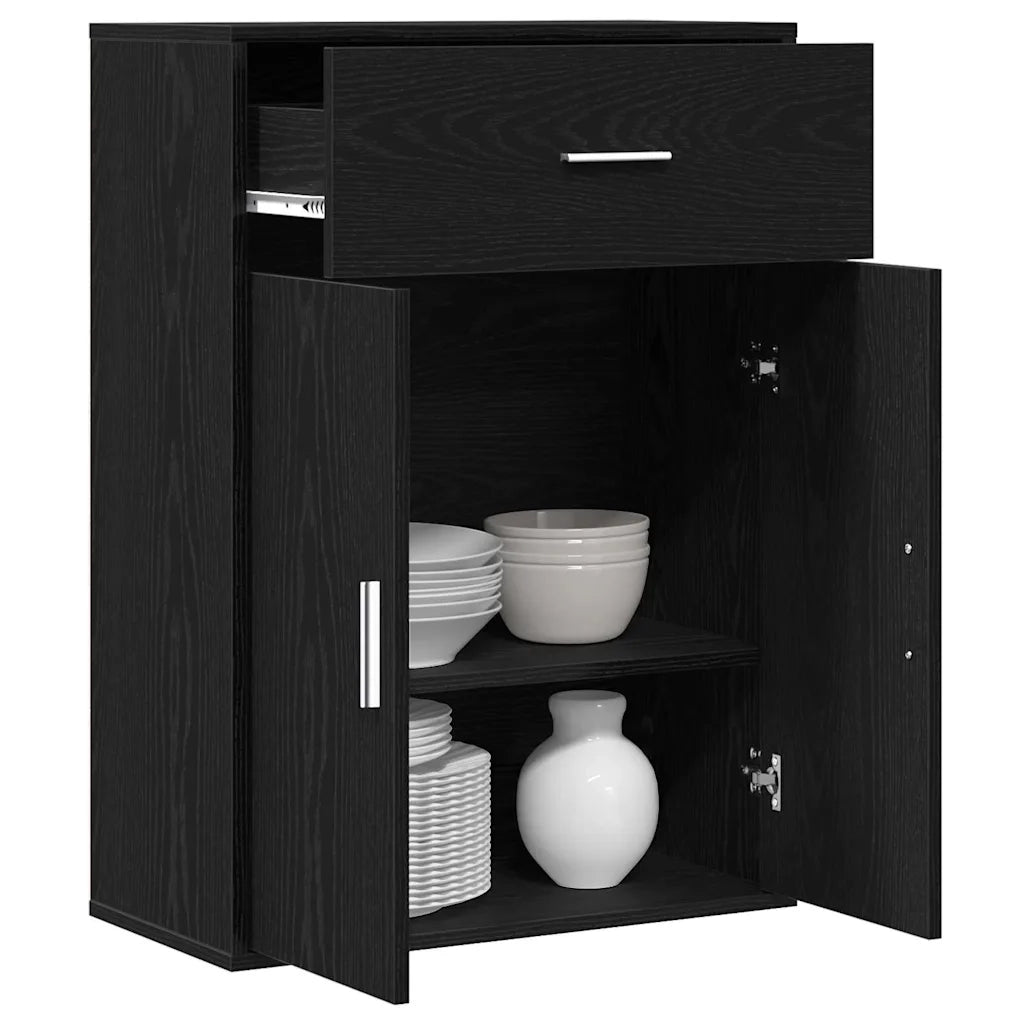 vidaXL Credenza Rovere nero 79 x 38 x 80 cm Legno multistrato
