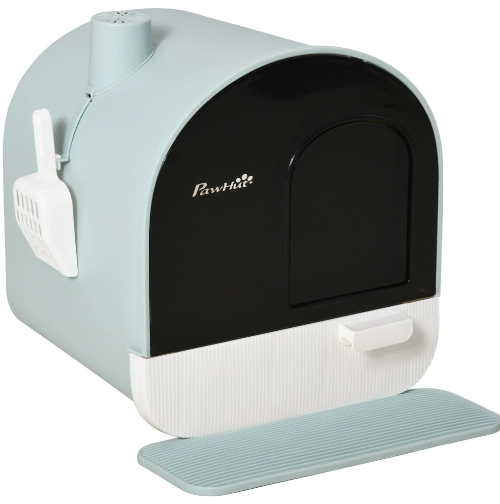 Toilette chiusa per gatti 43x44x47 cm in plastica verde con coperchio